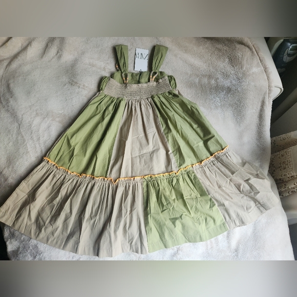 Zara Girls  Embroidered Strappy Dress Sizes 9 and; 11-12 Years Khaki - Picture 4 of 6